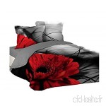 bng Housse de Couette 3D Gris Noir Rouge Fleur de Gerbera 100% Coton +2 Taies 220 x 240 - B07N4TRJB9